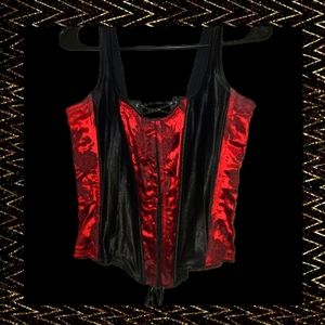 Victoria's Secret Over Bust Red and Black Corset VINTAGE size large